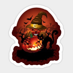 Skull Witch Creepy Halloween Sticker